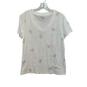 24/7 By Maurices V-Neck Tshirt Womens Medium White New WOT Citrus Print